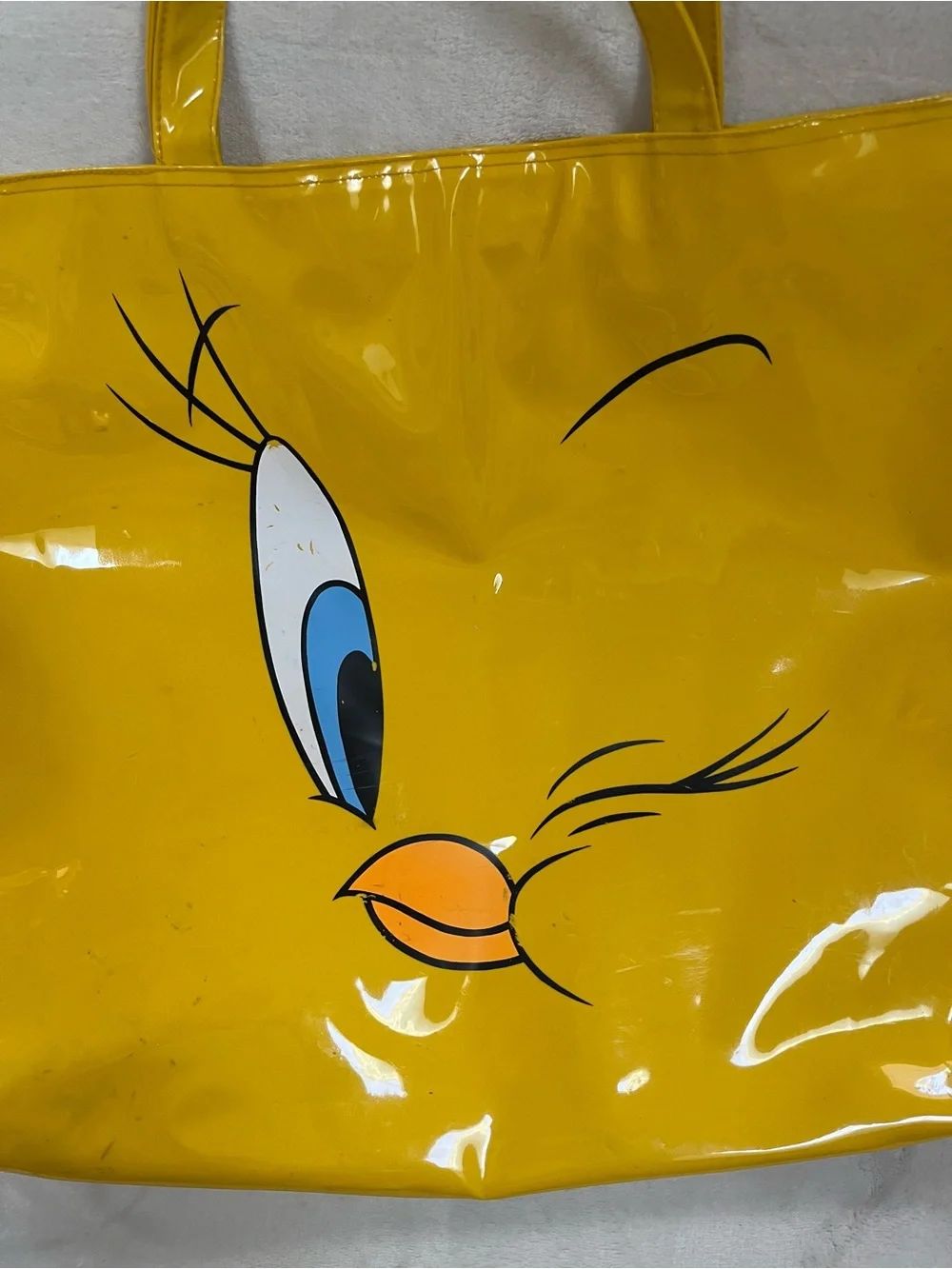 Vintage 1997 Looney Tunes Tweedy Bird Piolin Yellow Vinyl Tote Bag | *see pics*